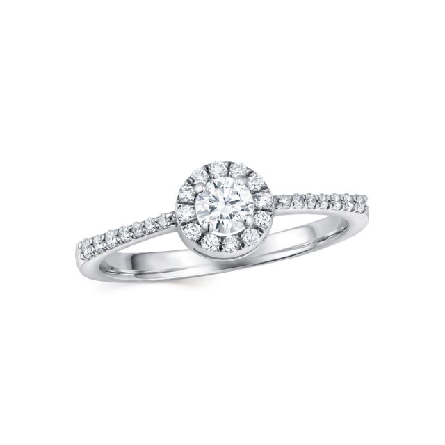 Inel din aur alb de 14K cu diamante rotunde (0,380 ct)