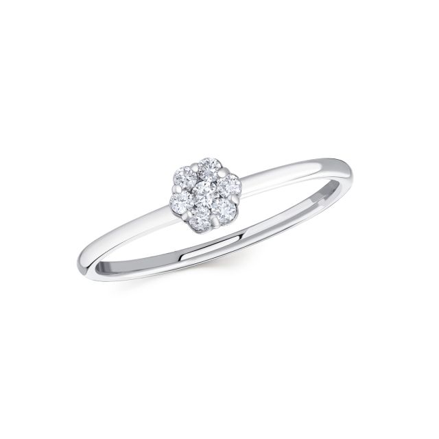 Inel din aur alb de 14K cu diamante (0,100 ct)
