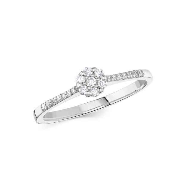 Inel din aur alb de 14K cu diamante (0,160 ct)