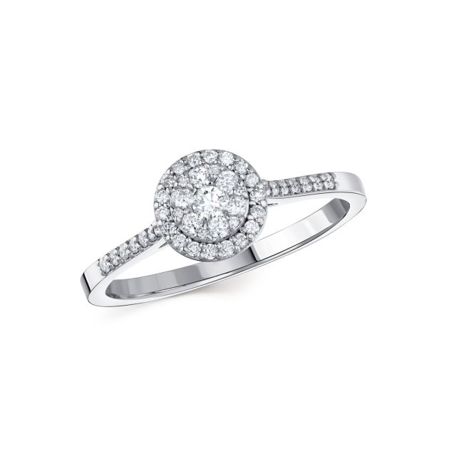 Inel din aur alb de 14K cu diamante rotunde (0,27 ct)