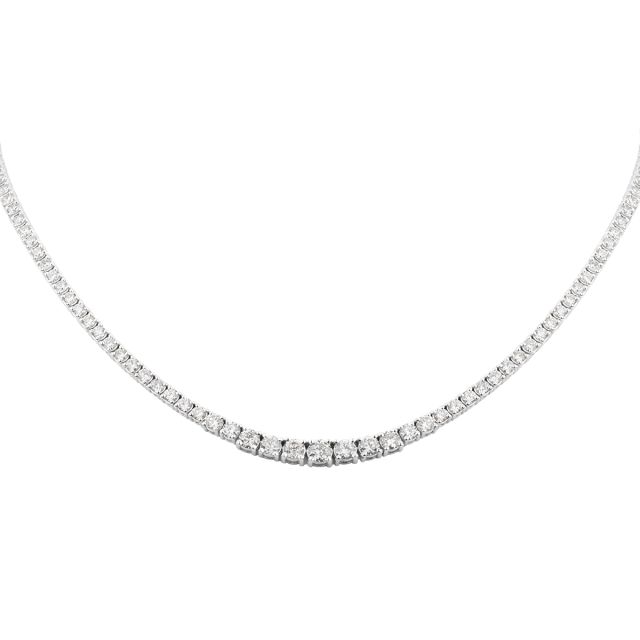 Colier tennis din aur alb de 14K cu diamante (4,85 ct)