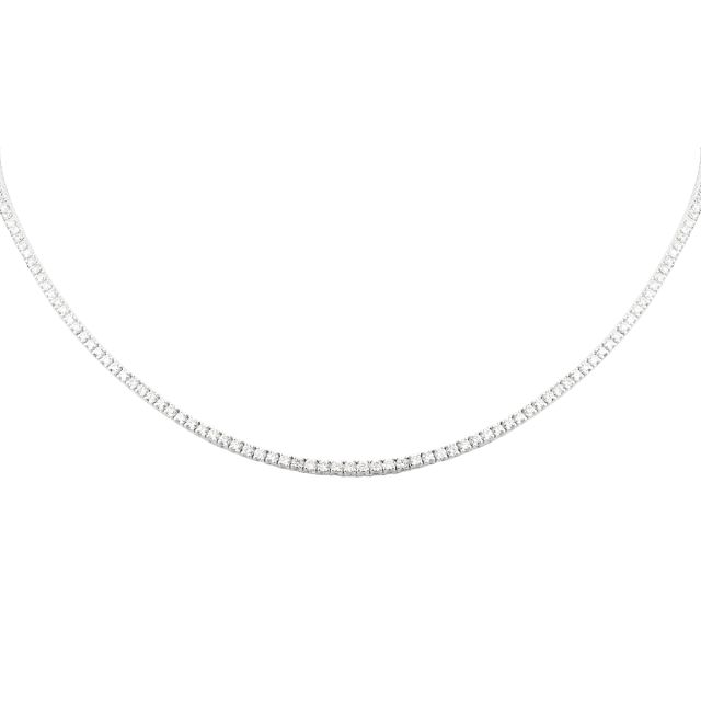 Colier tennis din aur alb de 14K cu diamante (5,08 ct)