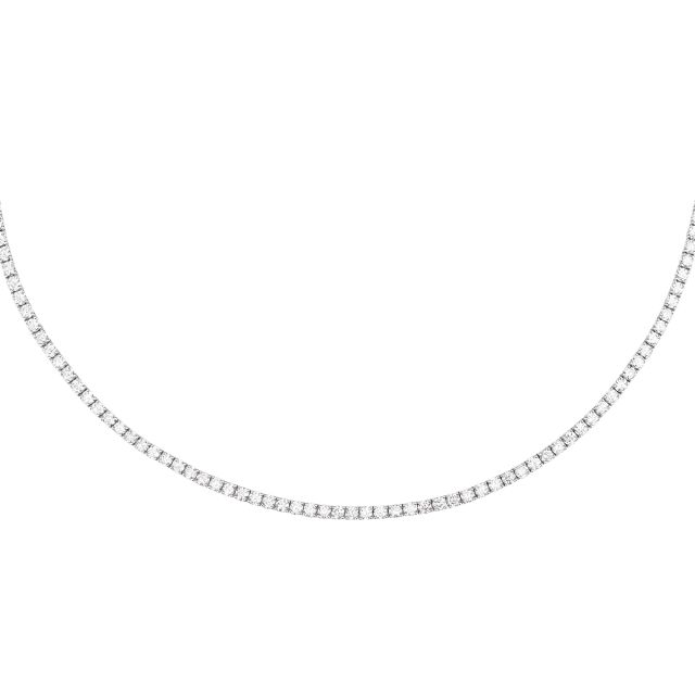 Colier tennis din aur alb de 14K cu diamante (4,26 ct)