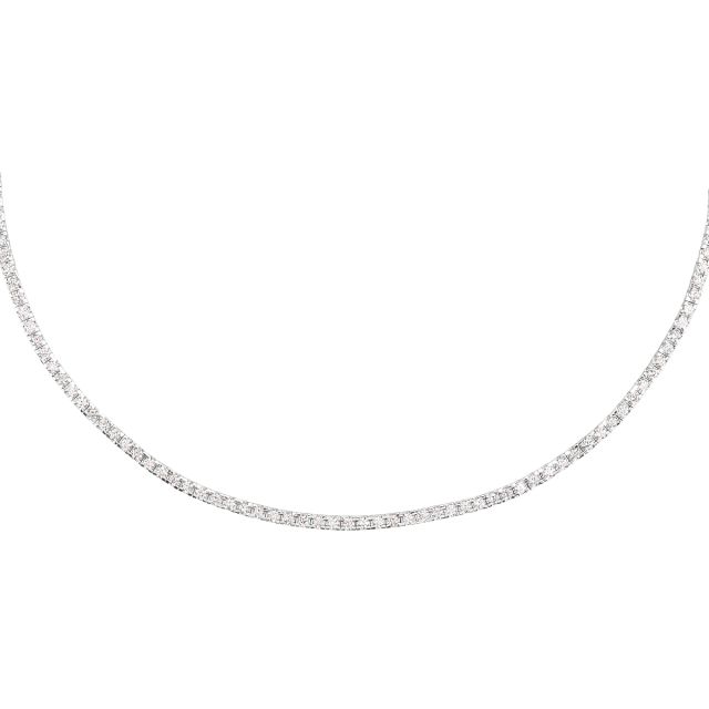 Colier tennis din aur alb de 14K cu diamante (2,69 ct)