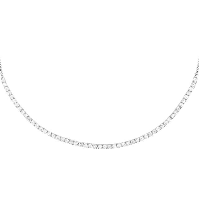 Colier tennis din aur alb de 18K cu diamante (4,33 ct)