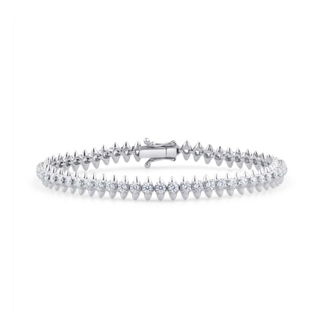 Brățară tennis din aur alb de 14K cu diamante (2,22 ct)