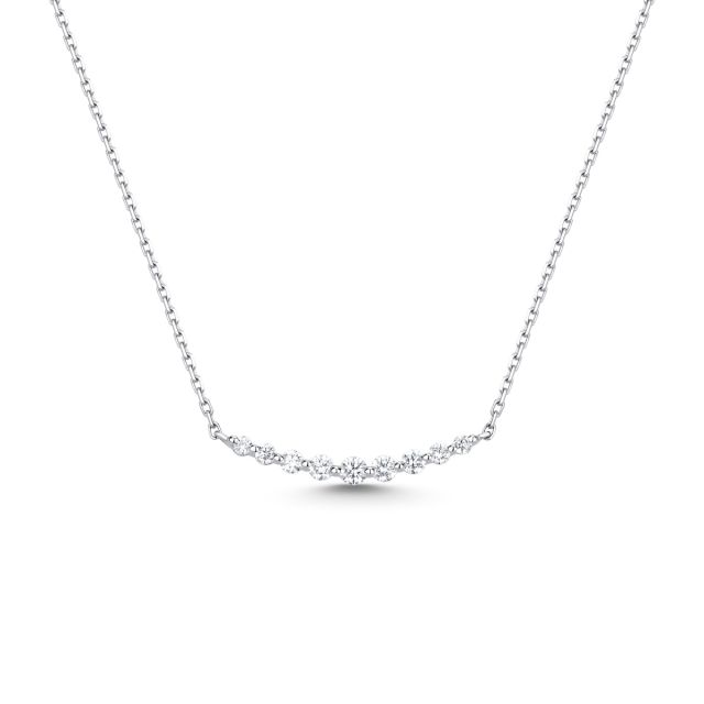 Mini colier tennis din aur alb de 18K cu diamante (0,270 ct)