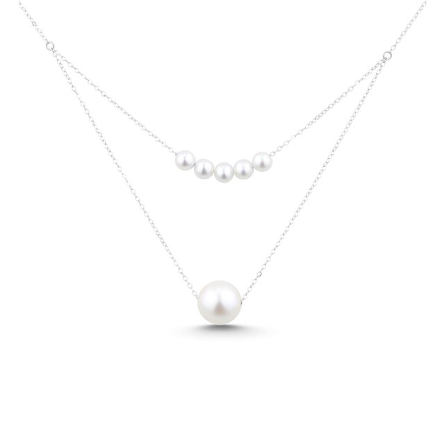Colier dublu din aur de 18K cu perle