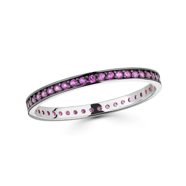 Inel Eternity Brinda din aur de 14K cu rodiu negru și pietre cubic zirconia roz