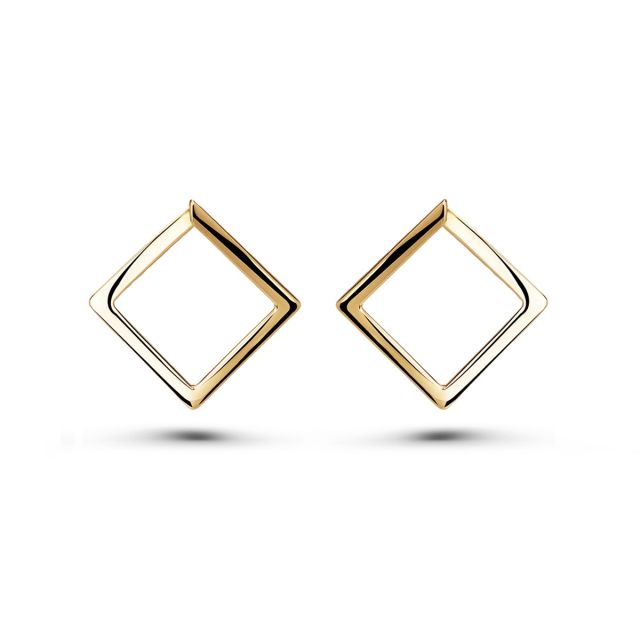 Cercei pătrați din aur galben de 14K