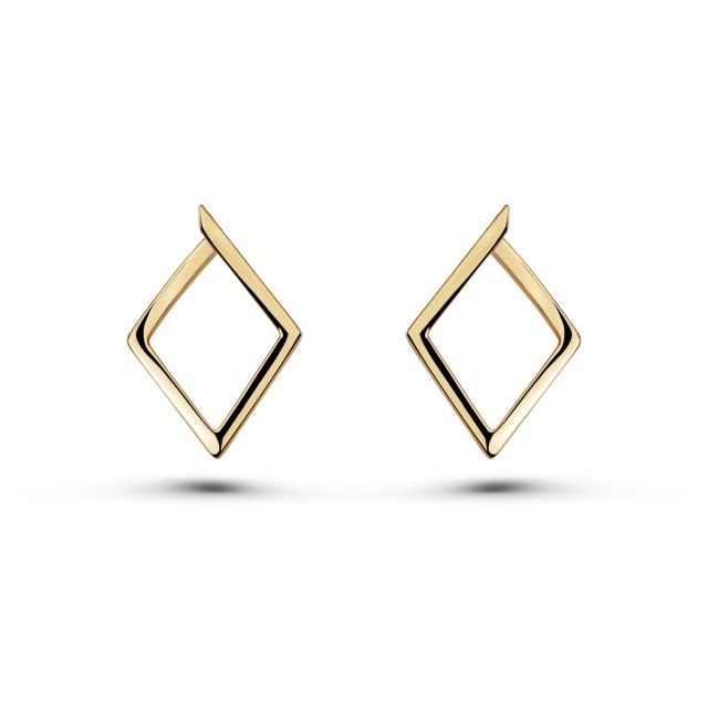Cercei rombici din aur galben de 14K