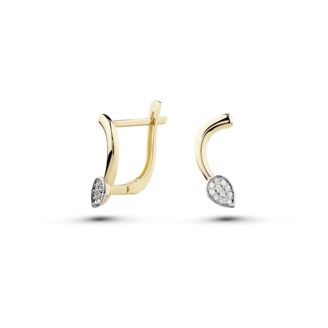 Cercei din aur galben de 14K cu pietre cubic zirconia