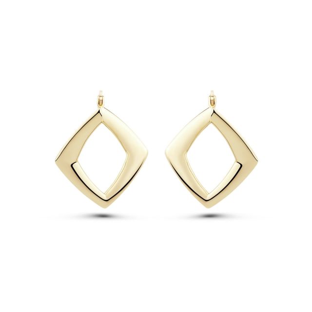 Cercei rombici din aur galben de 14K
