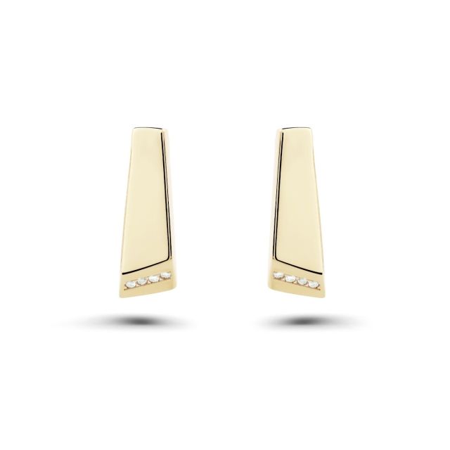 Cercei din aur galben de 14K cu pietre cubic zirconia