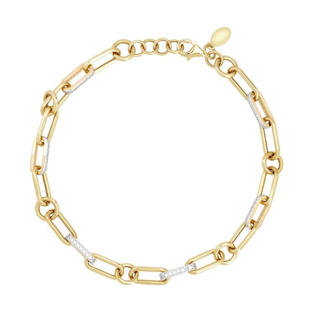 Brățară din aur galben de 14K cu pietre cubic zirconia