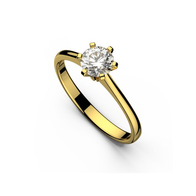  Inel de logodnă DR051 din aur galben de 18K cu diamant de 0,305 ct