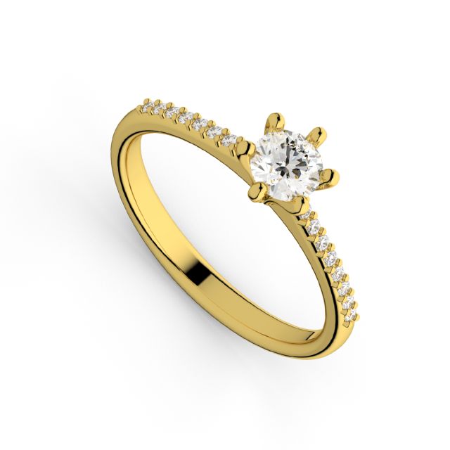 Inel de logodnă din aur galben de 18K cu diamante (0,310 ct)