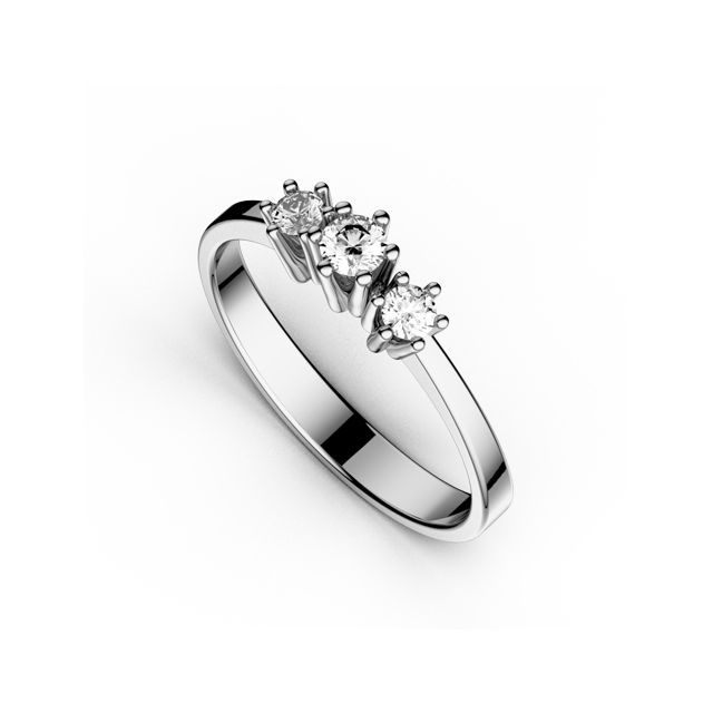 Inel de logodnă DR072 cu trei diamante