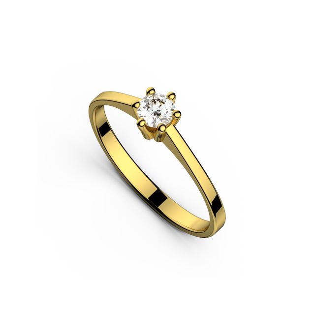 Inel de logodnă DR121 din aur galben de 18K cu diamant de 0,300 ct (Certificat IGI)
