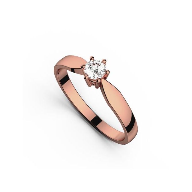 Inel de logodnă DR131 din aur roz de 18K cu diamant de 0,140 ct