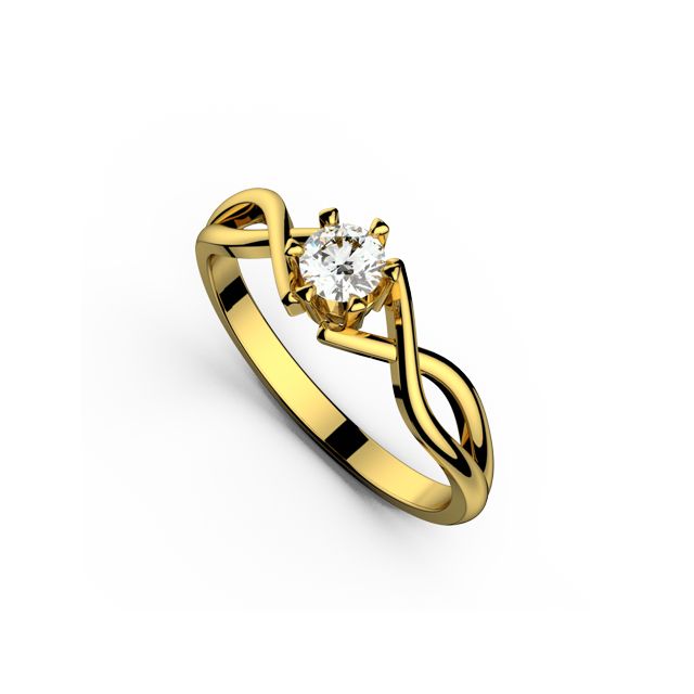 Inel de logodnă DR153 din aur galben de 18K cu diamant de 0,300 ct (Certificat GIA)