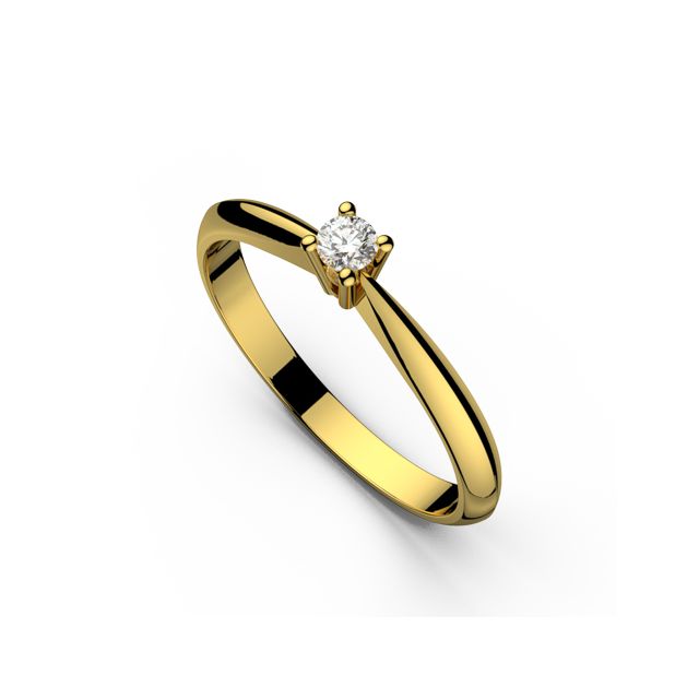Inel de logodnă DR158 din aur galben de 18K cu diamant de 0,410 ct
