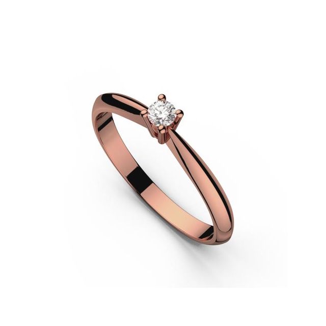 Inel de logodnă DR158 din aur roz de 18K cu diamant de 0,135 ct