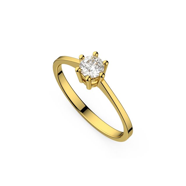 Inel de logodnă DR221 din aur galben de 18K cu diamant de 0,400 ct