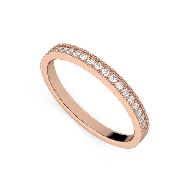 Inel de logodnă semi-eternity DR222 din aur roz de 18K cu diamante (0,160 ct)