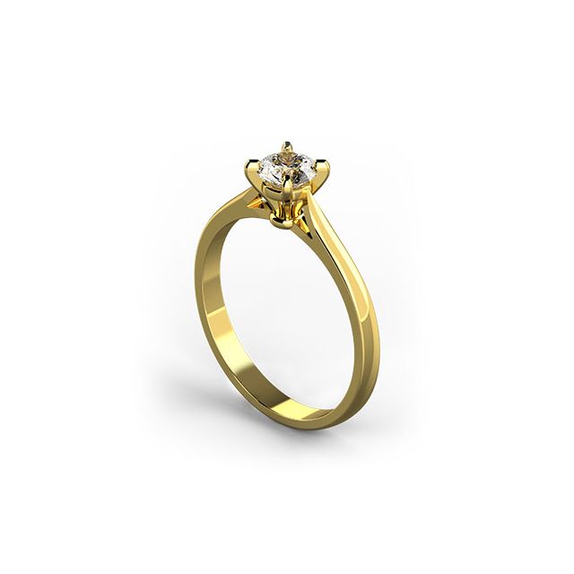 Inel de logodnă DR317 din aur galben de 18K cu diamant de 0,440 ct