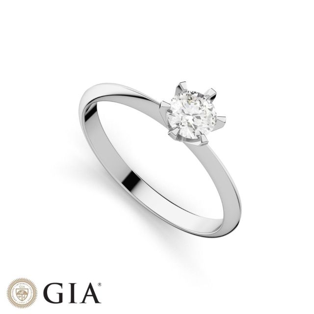 Inel de logodnă DR321 din aur alb de 18K cu diamant de 0,900 ct (Certificat GIA)