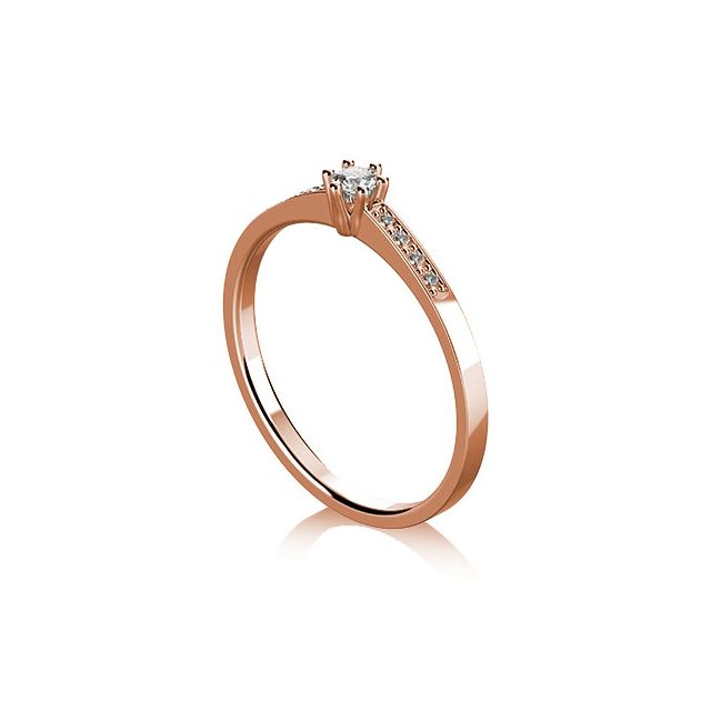 Inel de logodnă DR329 din aur roz de 18K cu diamante (0,158 ct)