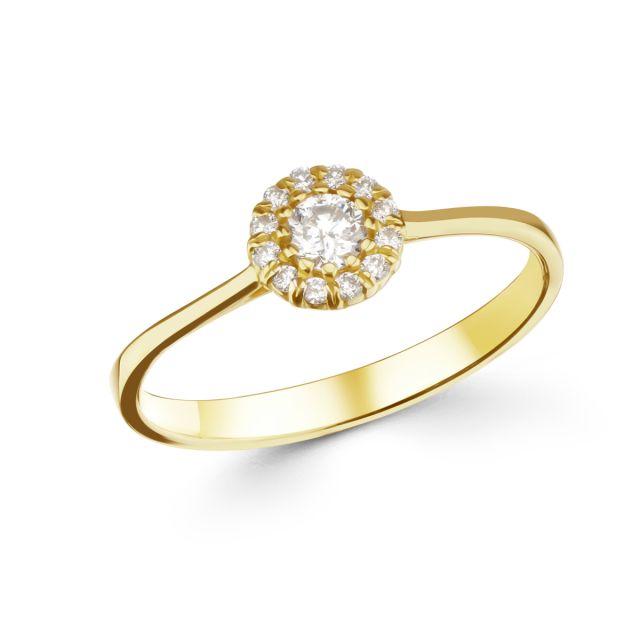 Inel din aur galben de 14K cu diamante de 0,23 ct