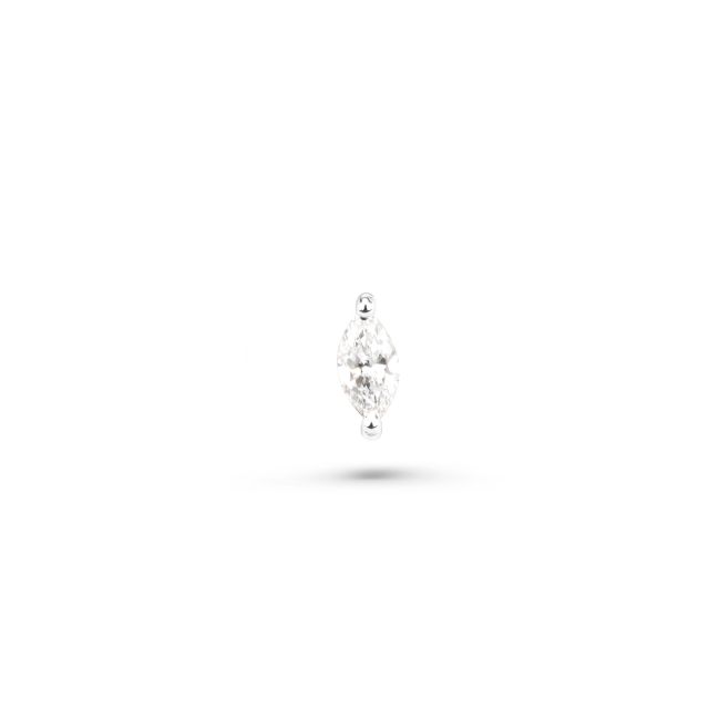 Piercing din aur alb de 14K cu diamant marchiză (0,11 ct)