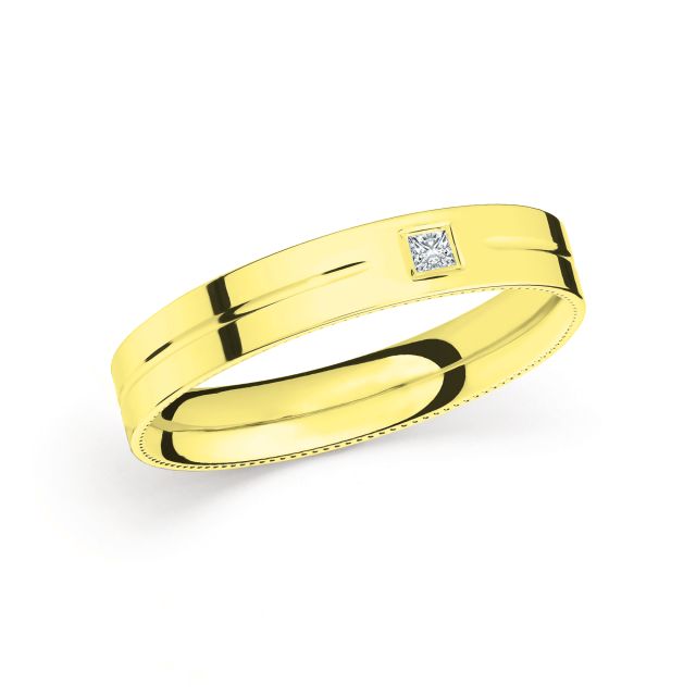 Verigheta V623M-SL-PR20 din aur galben de 14K cu diamant cu tăietură princess (0,06 ct) | Lățime = 3,5 mm
