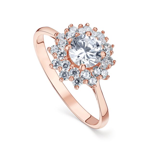 Inel Amy din aur roz de 14K cu pietre cubic zirconia