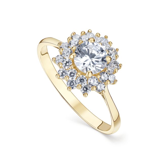 Inel Amy din aur galben de 14K cu pietre cubic zirconia