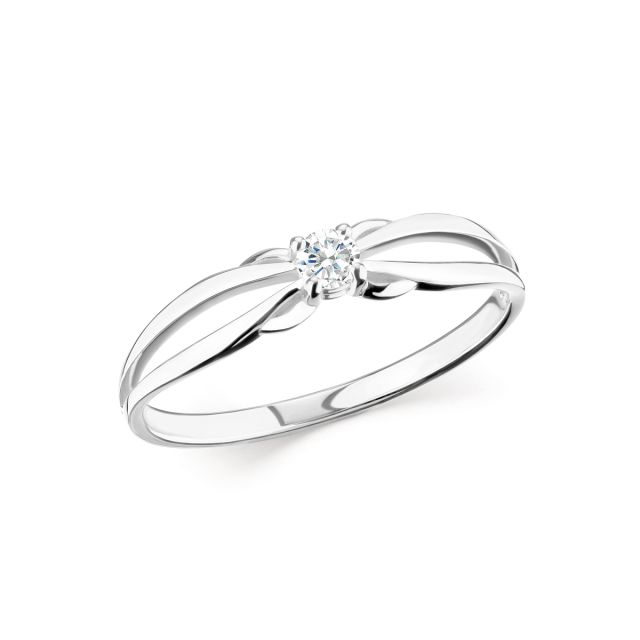 Inel Maisy din aur alb de 14K cu diamant de 0,08 ct