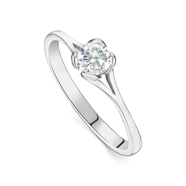 Inel Paleia din aur alb de 14K cu diamant (0,300 ct)