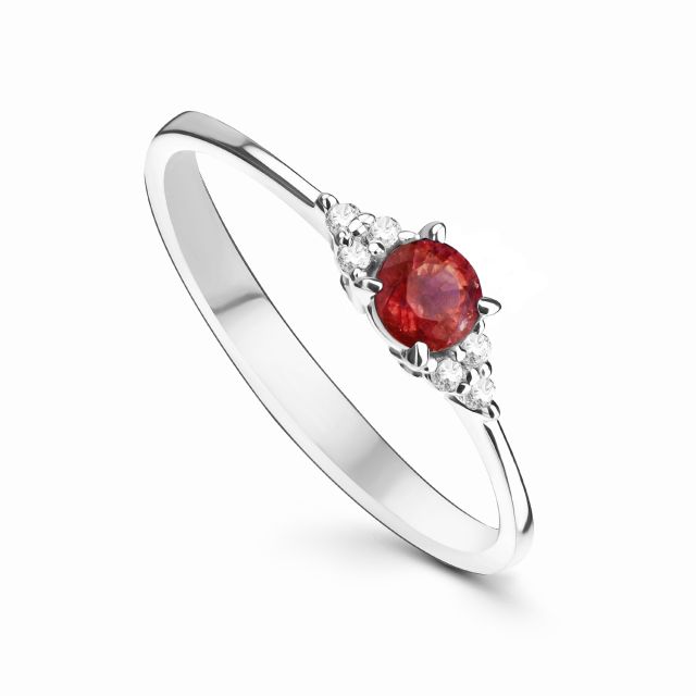 Inel Veronica din aur de 18K cu rubin și diamante