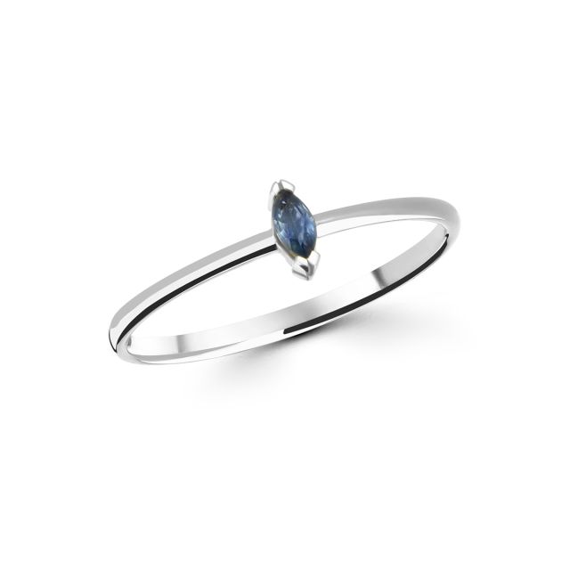 Inel Dewdrop Mini din aur alb de 18K cu safir marchiză