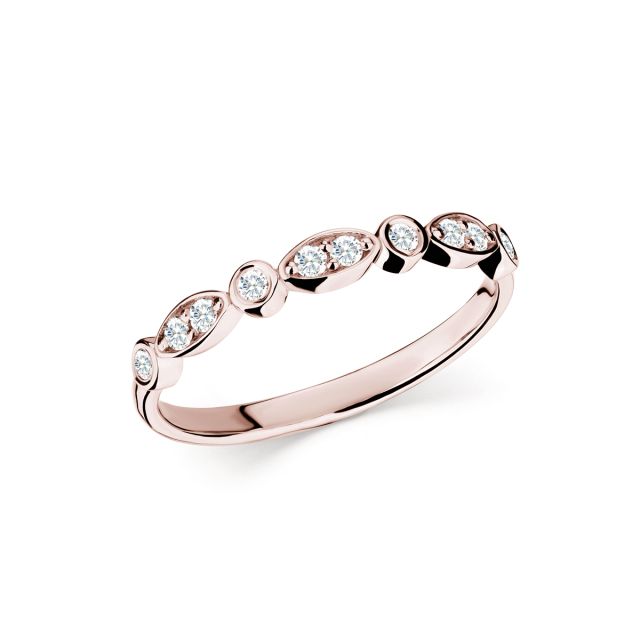 Inel Cipriana din aur roz de 14K cu pietre cubic zirconia
