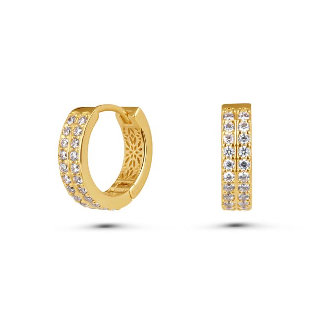 Cercei rotunzi Chiara din aur de 14K cu pietre cubic zirconia colorate