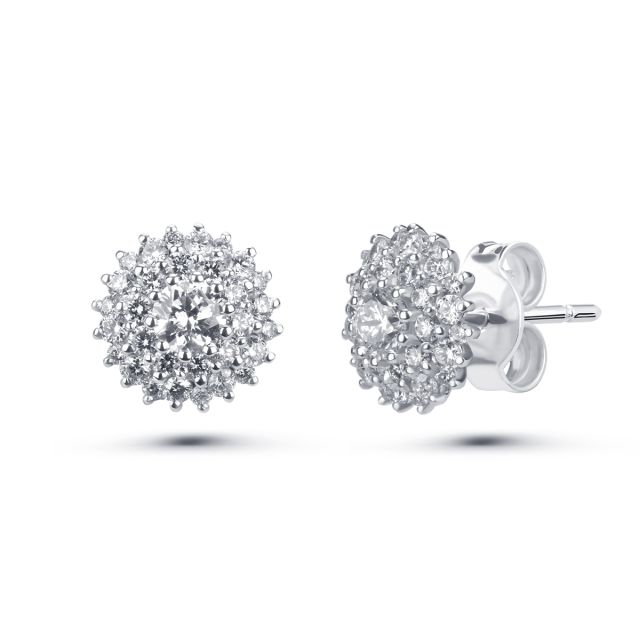 Cercei Katerina din aur alb de 18K cu diamante (0,74 ct)