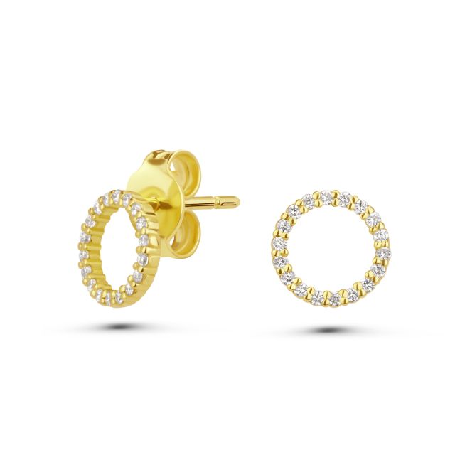 Cercei Sunburst în formă de cerc din aur de 18K cu diamante (0,18 ct)