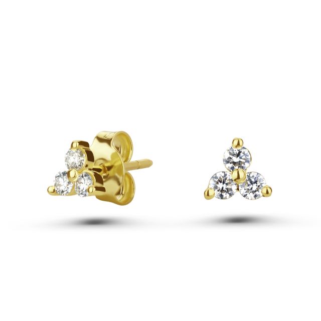 Cercei Forget-Me-Not Mini din aur de 18K cu trei diamante (0,20 ct)