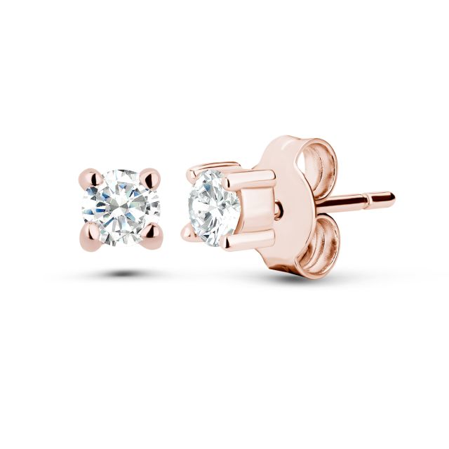 Cercei Amedeia din aur roz de 14K cu diamante (0,38 ct)