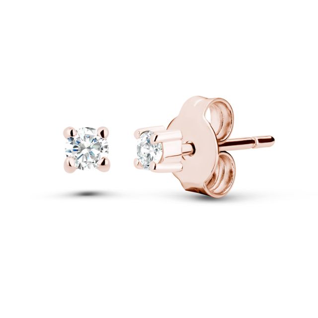 Cercei Amedeia din aur roz de 14K cu diamante (0,16 ct)