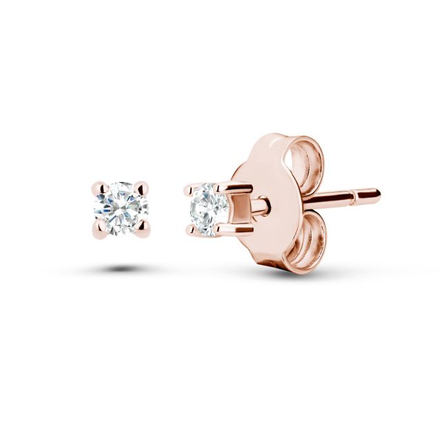 Cercei Amedeia din aur roz de 14K cu diamante de 0,14 ct (2,60 mm)