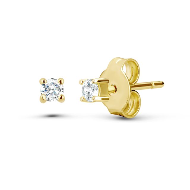 Cercei Amedeia din aur roz de 14K cu diamante de 0,14 ct (2,60 mm)